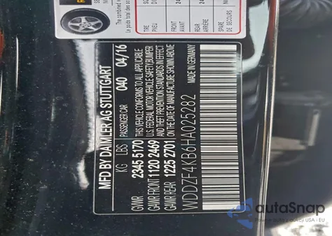 2017 Mercedes-Benz E 300 4Matic из США, поврежденный, VIN WDDZF4KB6HA025282